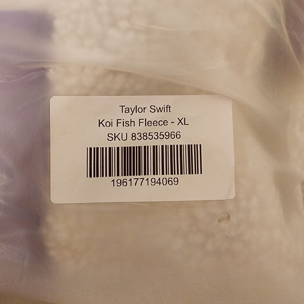 Taylor Swift Cream Sherpa Jacket with Purple Accents and Koi Print - Picture 2 of 7